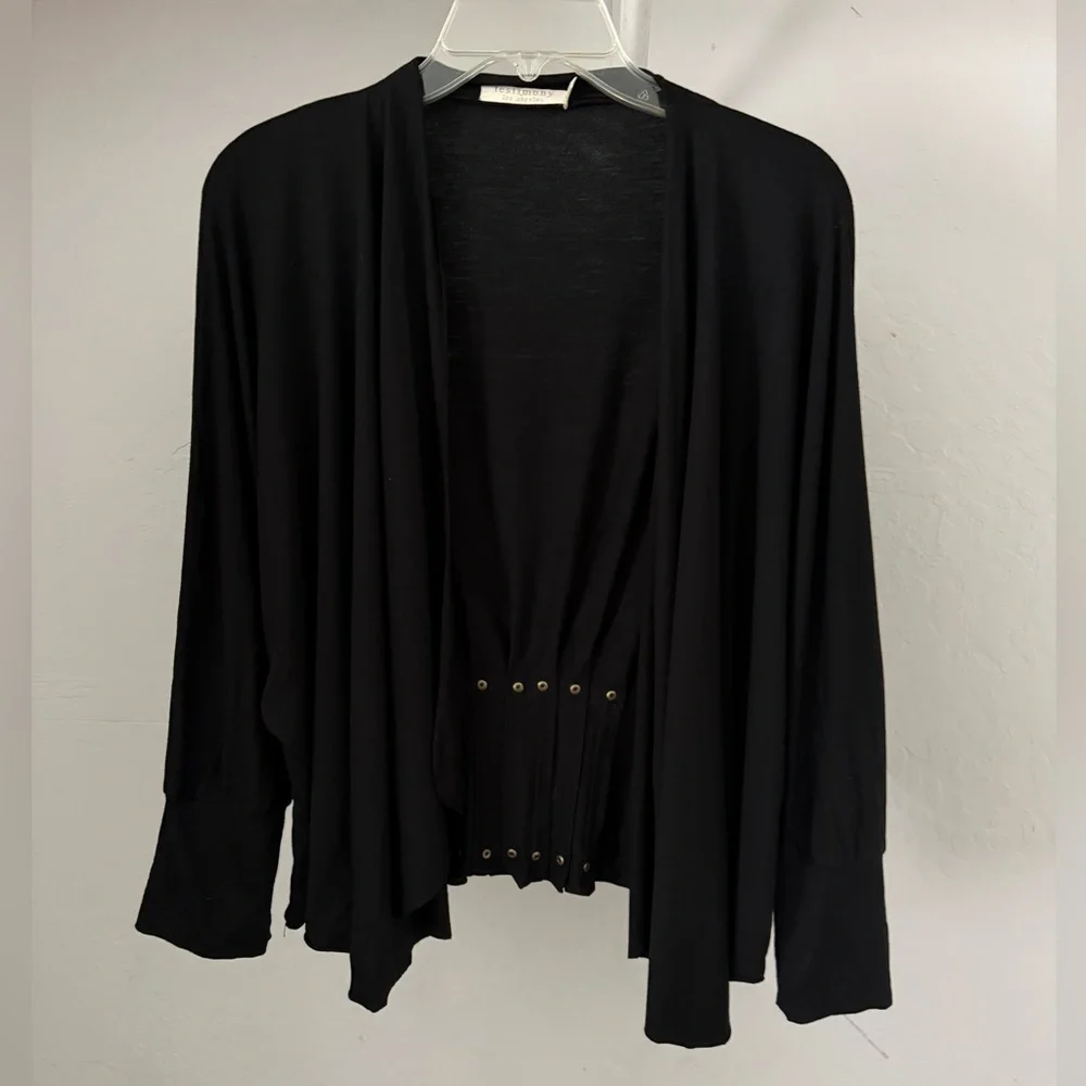 Testimony Los Angeles Black Soft Jersey Cardigan Jacket with Stud Detail - Picture 1 of 9